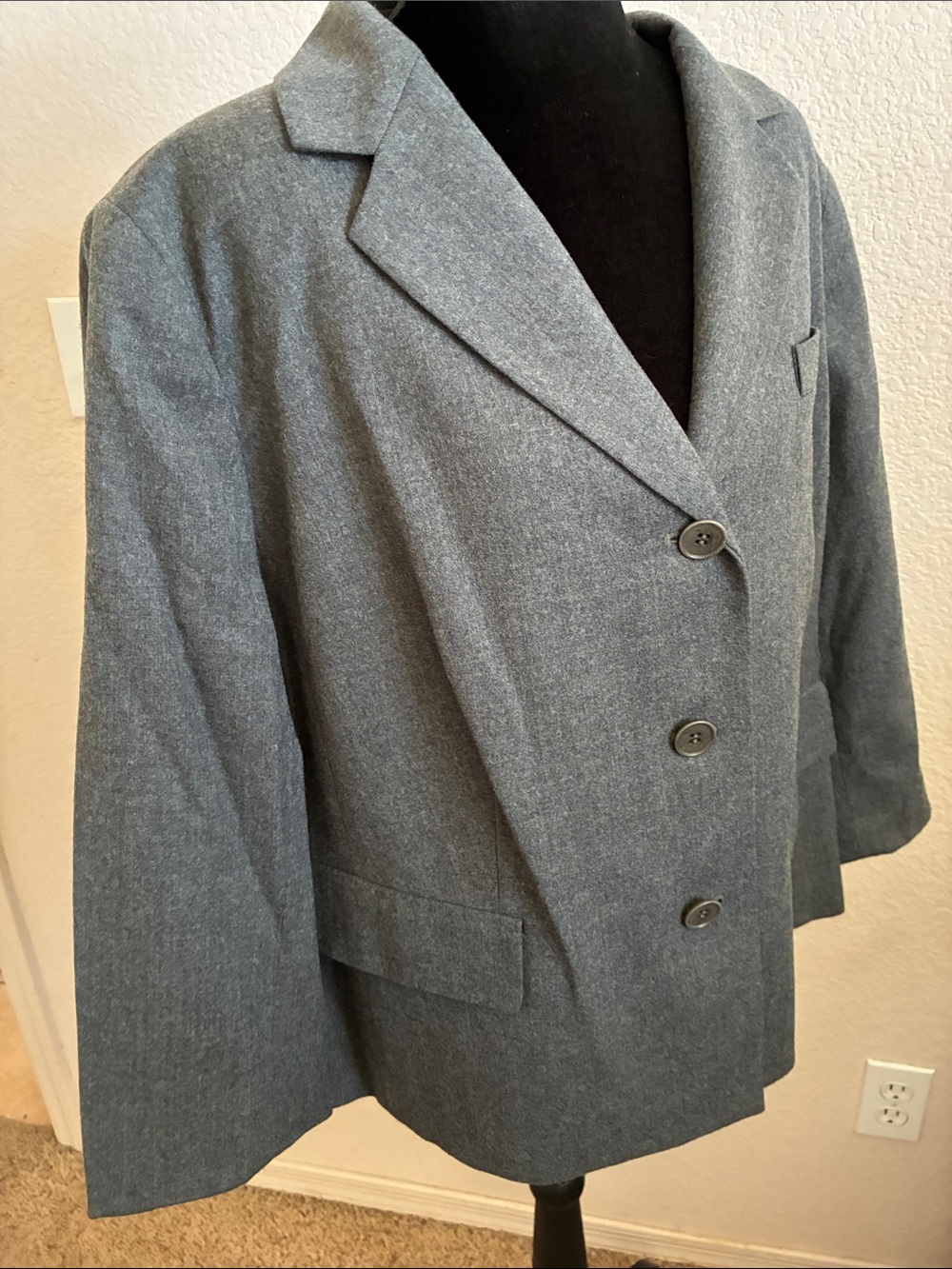Talbots Gray Wool-Blend Three-Button Jacket - Picture 7 of 7